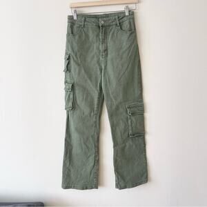 Altar’d State Green Cargo Pants Jeans Straight Mid Wide Leg Women’s size M